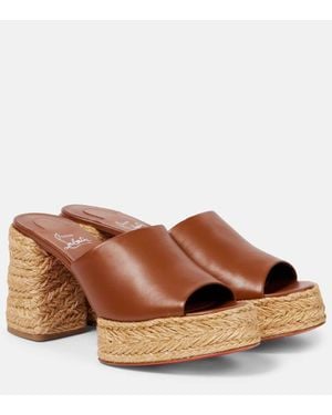 Christian Louboutin Calakala 85 Leather Platform Mules - Brown