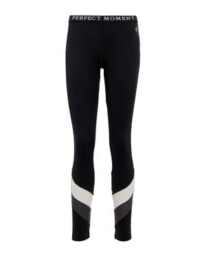 Perfect Moment Chevron Mid-Rise Leggings - Black