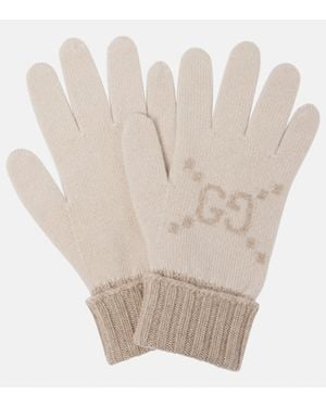 Gucci GG Jacquard Cashmere Gloves - White