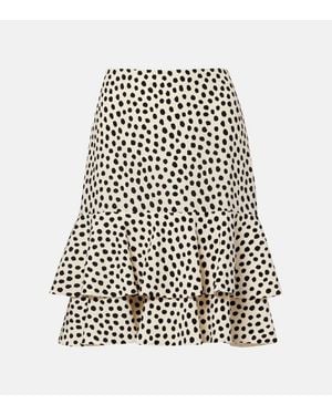 Chloé Polka-Dot Tiered Silk Miniskirt - Black