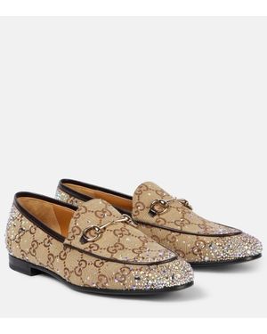 Gucci Mocasines Jordaan de lona GG adornados - Marrón