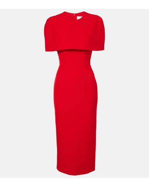 Roland Mouret Caped Crepe Midi Dress - Red