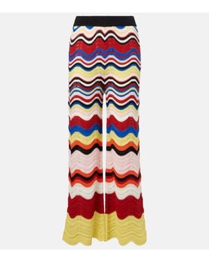 La DoubleJ Weite Hose Chevron Aus Haekelstrick - Rot