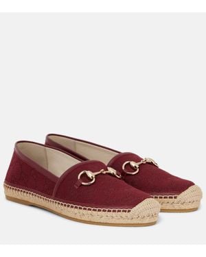 Gucci Espadrilles Horsebit Gg Aus Canvas - Rot