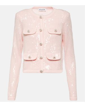 Self-Portrait Cardigan a sequins - Rose