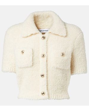 Self-Portrait Embellished Wool-Blend Top - Natural