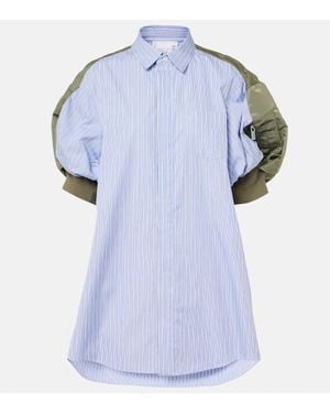【送料&関税込】Sacai White And Light Blue Striped Poplin Dr Striped cotton poplin shirt in multicoloured - Sacai | Mytheresa