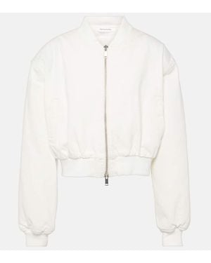 Frankie Shop Micky Cropped Denim Bomber Jacket - White