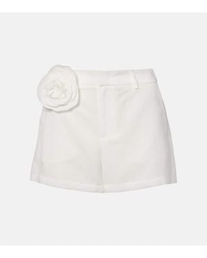 Blumarine Floral-Applique Gabardine Shorts - White
