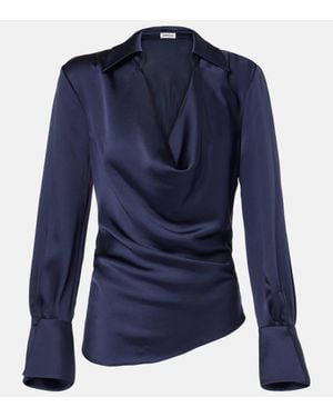 Jonathan Simkhai Symone Draped Satin Blouse - Blue