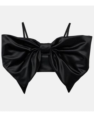 Nina Ricci Duchess Bow-Detail Satin Bralette - Black