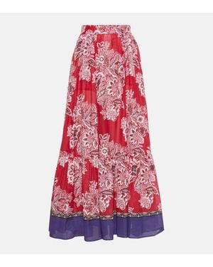 Etro High-Rise-Maxirock Aus Baumwolle Und Seide - Rot