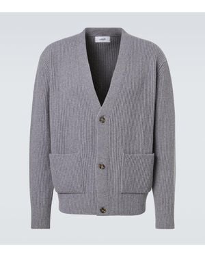 Lardini Ribbed-Knit Wool And Cashmere Cardigan - Grey