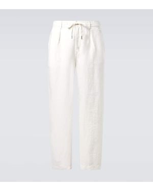 Polo Ralph Lauren Linen Straight Trousers - White