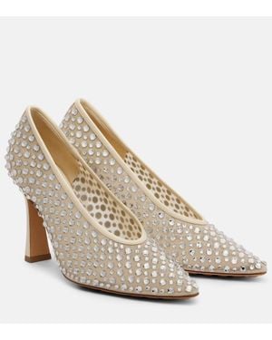 Bottega Veneta Sofia 90 Crystal-Embellished Leather-Trimmed Court Shoes - Natural