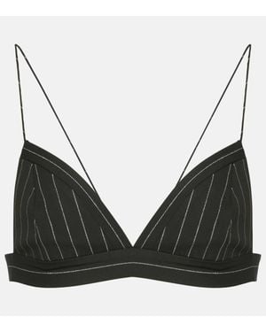 Alex Perry Pinstripe Lurex Bralette - Black