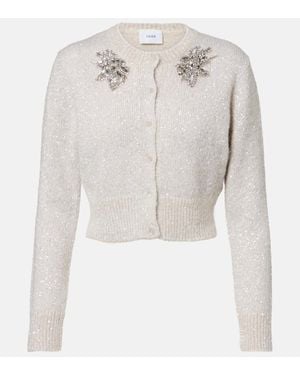 Erdem Verzierter Cropped-Cardigan - Weiß