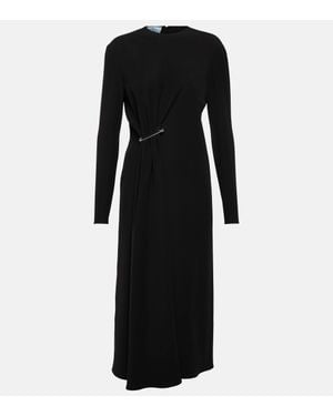 Prada Embellished Crepe Midi Dress - Black