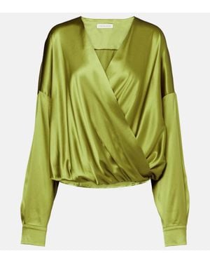 Dries Van Noten Bluse Aus Satin - Grün