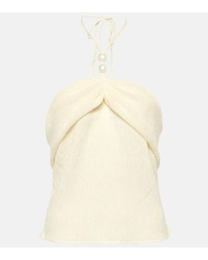 Magda Butrym Embellished Halterneck Top - Natural