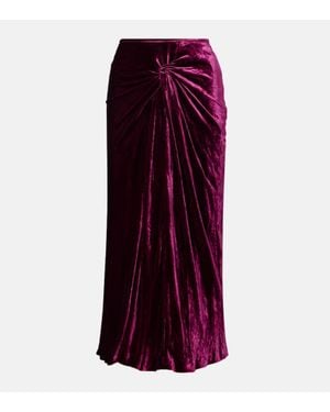 Dries Van Noten Falda Midi De Terciopelo Fruncido - Morado