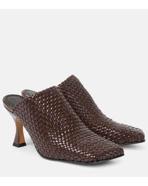 Souliers Martinez Jacinta Woven Leather Mules - Brown