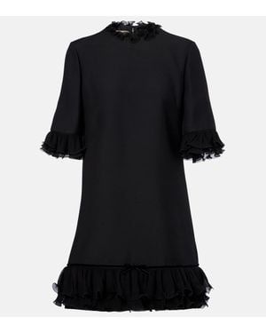 Valentino Ruffled Silk Crepe Minidress - Black