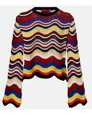 La DoubleJ Chevron Crochet Cotton Top - Blue