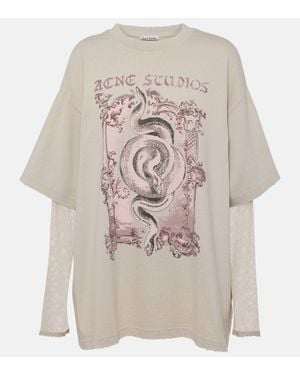 Acne Studios Graphic-Print Long-Sleeved Cotton-Jersey T-Shirt - Multicolour