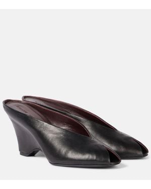KHAITE Mules Compensees Cloak 75 En Cuir - Marron