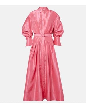 Rebecca Vallance Vestido Camisero Maple Fruncido Con Cinturon - Rosa