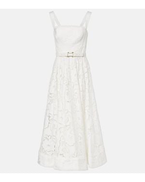 Rebecca Vallance Ginger Floral Lace Midi Dress - White