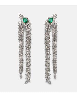 YEPREM Ohrringe Reign Supreme Aus 18Kt Weissgold Mit Diamanten Und Smaragden - Weiß