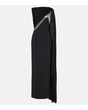 David Koma Draped Jersey And Tulle Gown - Black