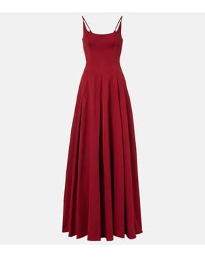 STAUD Joy Pleated Cotton-Blend Gown - Red