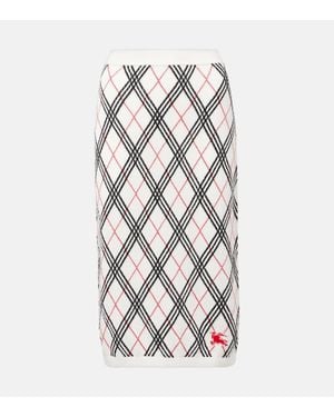 Burberry Midirock Argyle Aus Baumwolle - Weiß