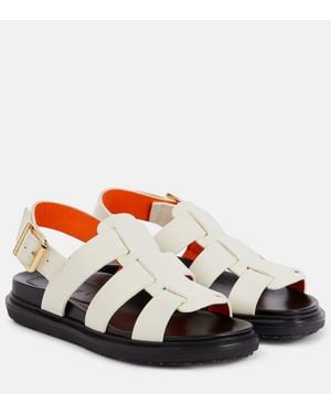 Marni Sandalen Fussbett Aus Leder - Weiß