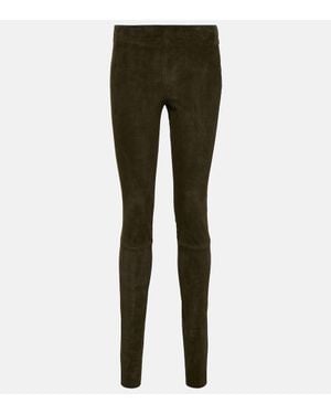 Stouls Carolyn High-Rise Suede Leggings - Green