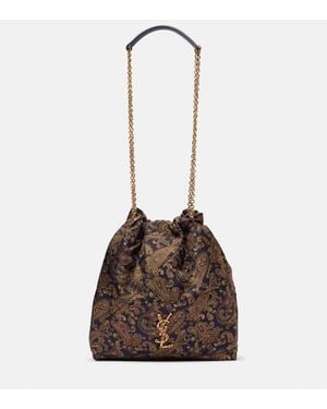 Saint Laurent Jamie Silk Twill Shoulder Bag - Brown