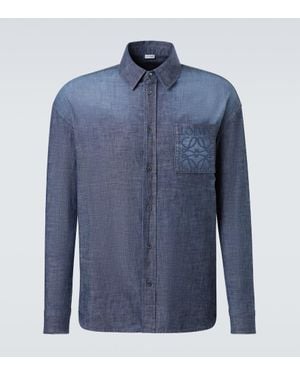 Loewe Anagram Cotton Poplin Shirt - Blue