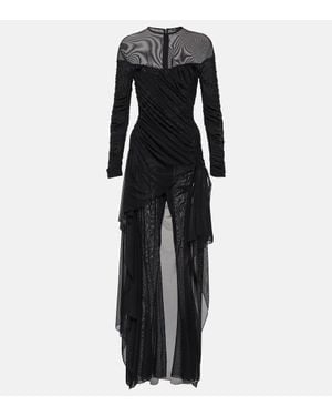 Mugler Draped Mesh Jumpsuit - Black