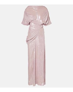 Dries Van Noten Sequined Draped Gown - Pink