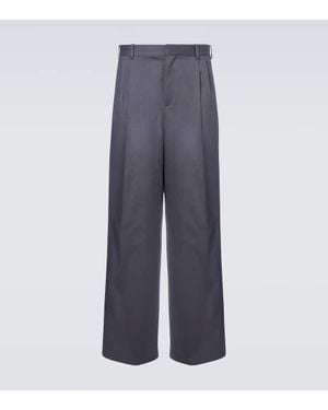 Loewe Pleated Cotton Wide-Leg Pants - Blue