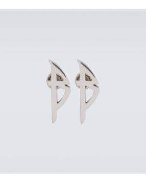 Balenciaga Typo Logo Earrings - White