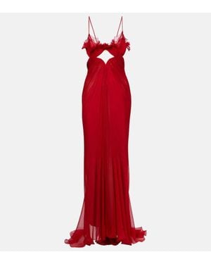Maria Lucia Hohan Ariadne Cutout Lace-Trimmed Gown - Red