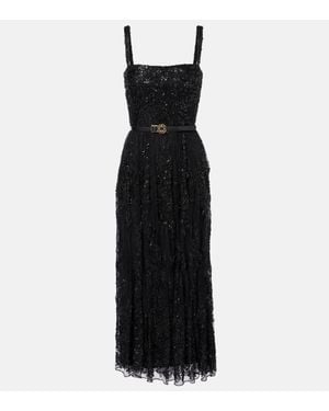 Elie Saab Sequined Lace-trimmed Cocktail Dress - Black