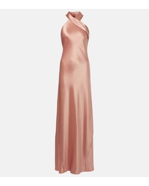 Galvan London Robe Longue Pandora En Satin - Rose