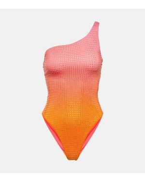 Self-Portrait Maillot De Bain A Cristaux - Orange