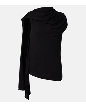 The Row Isadra Draped Jersey Top - Black