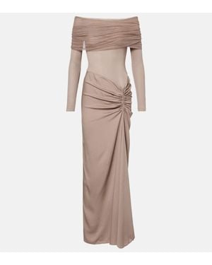 Christopher Esber Sonora Off-Shoulder Jersey Gown - Natural